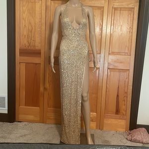 Fashion Nova Gold Maxi Sequin Dress